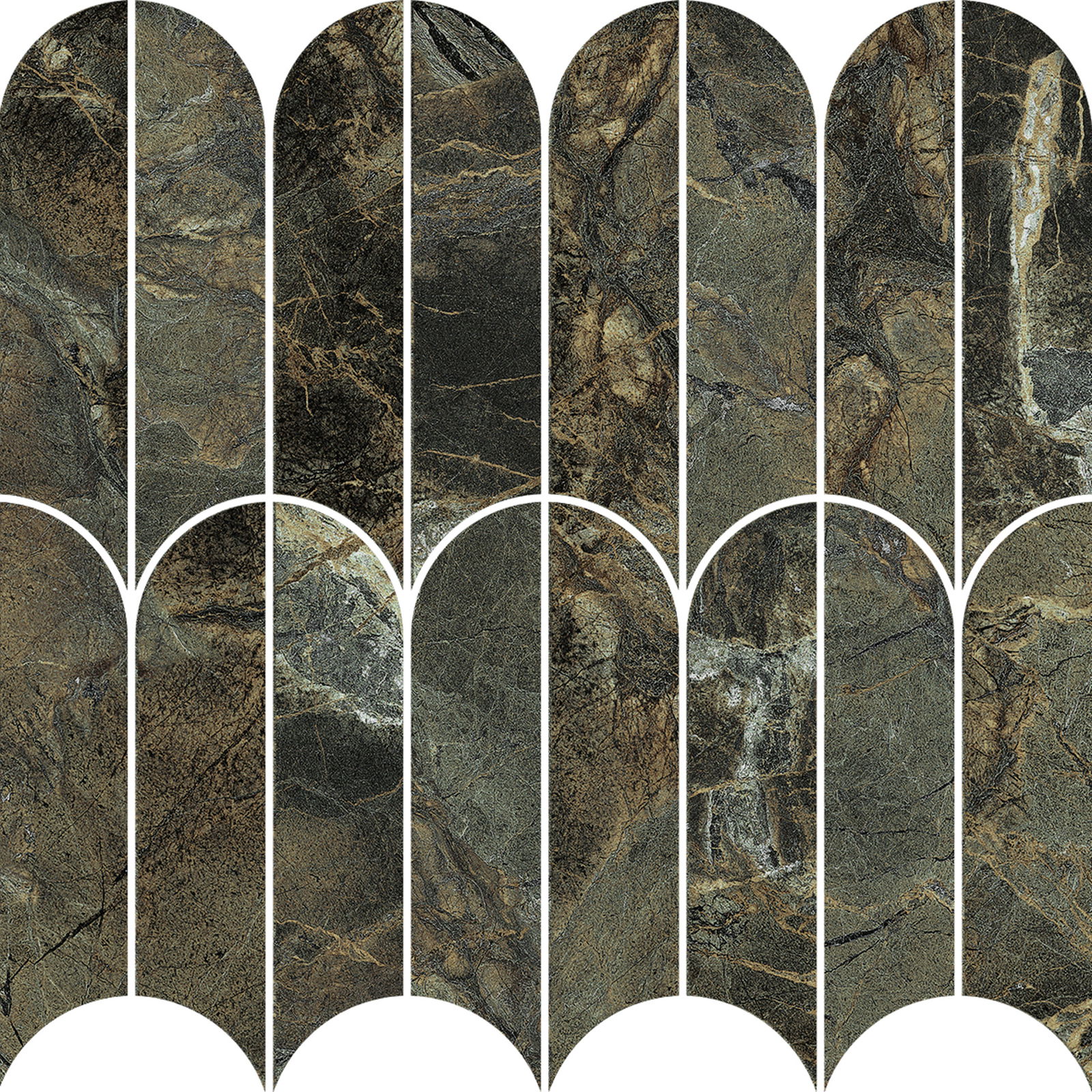 Marazzi Dekorflise Allmarble Verde Borgogna Mosaico Ventaglio Lux